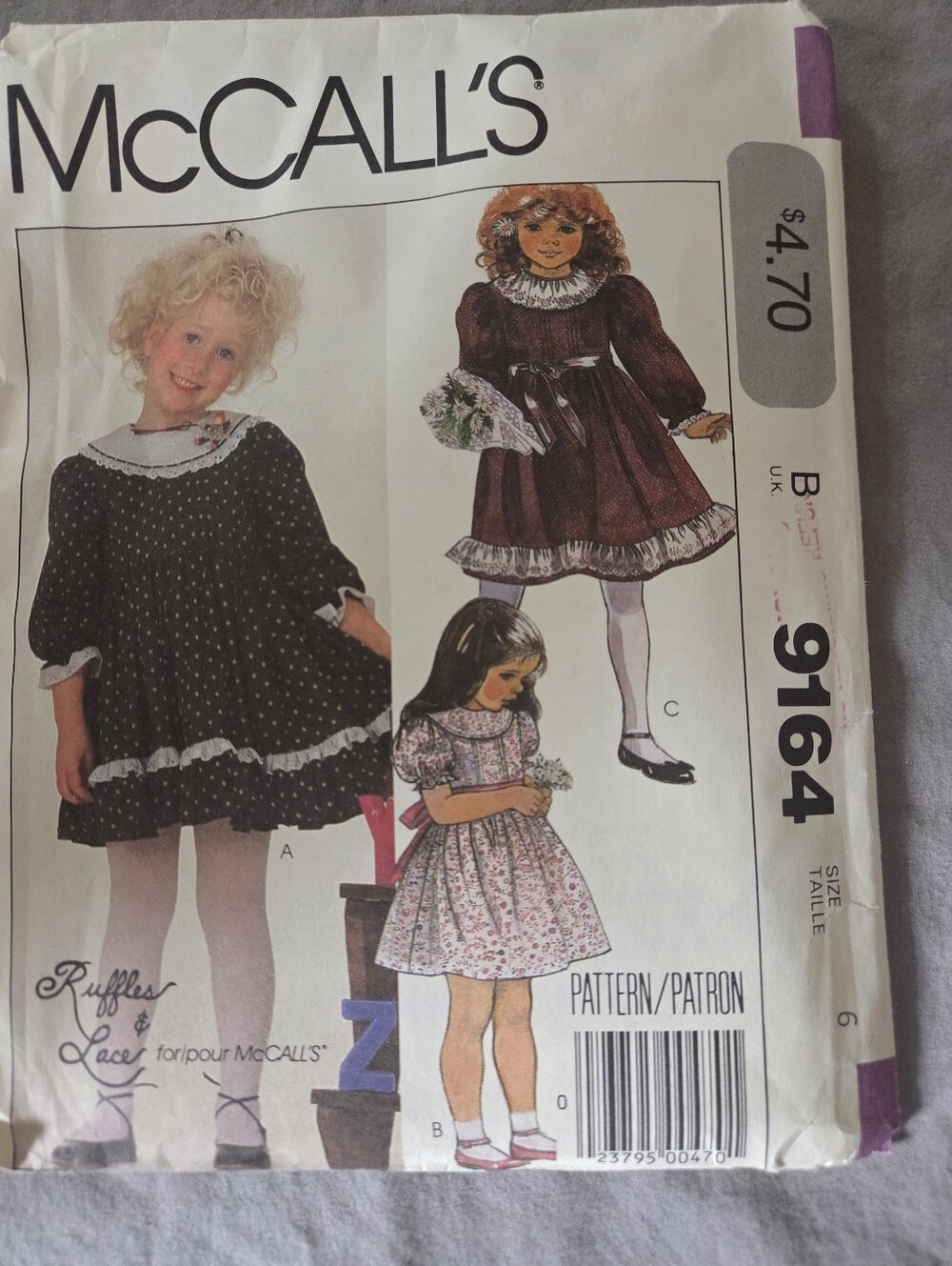 McCall's 9164 Vintage Children's Dress Sewing Pattern Size 6
